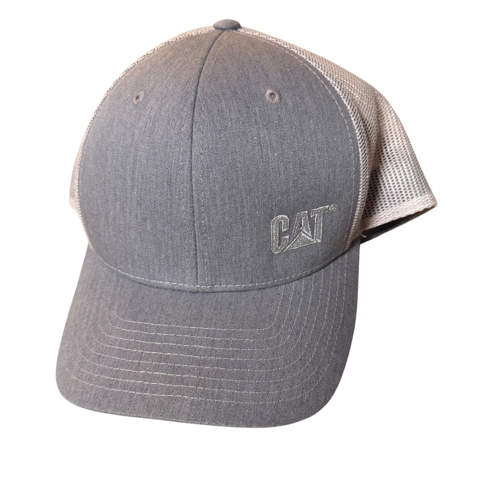Caterpillar CAT Richardson Trucker Hat Gray White Mesh Snapback Baseball Cap - Picture 1 of 3